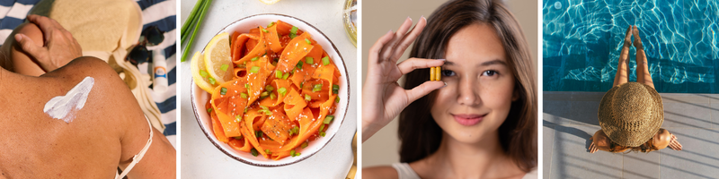 Anticiper l’été pour un bronzage réussi Nous vous l’expliquions juste au-dessus, le corps exposé au soleil ne bronze pas immédiatement. C’est le temps qu’il « comprenne » qu’il a besoin de s’activer pour se protéger des UV. Nous vous recommandons vivement de préparer votre peau et votre corps de manière générale à une exposition avant l’été ! En faisant le plein de vitamine D par exemple J C’est LA vitamine qui aide le corps à absorber la lumière du soleil. Notre production de vitamine D est souvent plus faible en hiver, c’est justement la raison pour laquelle notre corps peut être brusqué lors de la première exposition. La vitamine D est bien plus qu’une vitamine puisqu’elle fonctionne comme une véritable hormone. Elle contribue au bon fonctionnement de notre système immunitaire, elle aide le calcium à se fixer, contribue à la protection des dents et au bon fonctionnement des muscles. La liste est longue ! Se préparer au bronzage grâce à l’alimentation La bonne nouvelle, c’est qu’environ 20% de nos apports en vitamine D proviennent de notre alimentation ! Les poissons sont naturellement riches en vitamine D : saumon, maquereau, sardines ou même thon ! Excellents pour la santé de manière générale puisqu’ils contiennent des Omega 3 et du fer, on va se faire le plaisir d’en déguster avant l’été ! On mise aussi sur les aliments riches en bêta carotène, en vitamines C et E pour préparer sa peau au soleil. Ils aident également l’organisme à activer la mélanine et luttent contre le vieillissement de la peau. Consommez des carottes sans modération, promis vous ne deviendrez pas orange ! Des études prouvent que l’intestin grêle ne parviendra pas à tout convertir en pigment si vous ingurgitez trop de carottes. Le melon, les poivrons, les épinards ou même les brocolis sont les ingrédients stars pour préparer votre peau avant l’été ! N’hésitez pas à consulter notre rubrique « recettes » pour faire le plein d’idées ! Un coup de pouce grâce aux compléments alimentaires Les compléments alimentaires peuvent vous aider à faire le plein d’actifs nécessaires avant de prendre le soleil pour arborer une belle couleur de peau dorée cet été ! Optez pour le Capsun, composé de lutéine et de lycopène d’origine naturelle ainsi que de cuivre qui contribue à la pigmentation de la peau.  Les vitamines qu’il contient participent au maintien d’une jolie peau. Une cure complète de 3 mois est idéale pour préparer, sublimer et prolonger le bronzage.